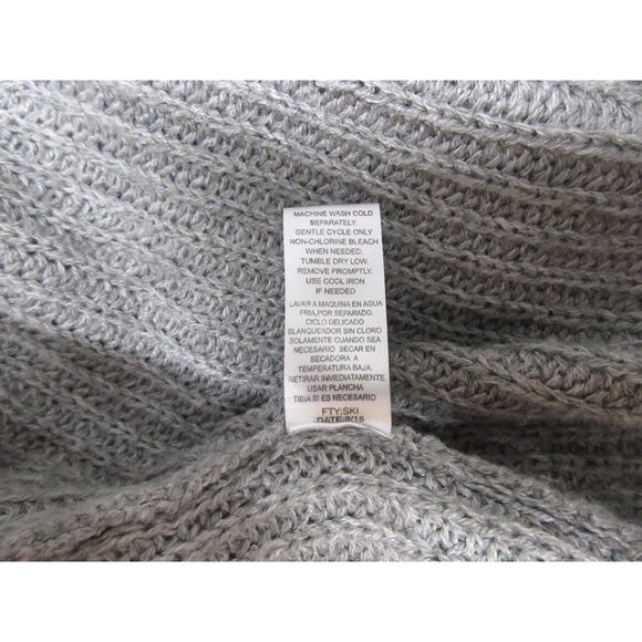 Full Circle Trends women's gray ruched cinch front v-neck knit sweater, M - Picture 8 of 11